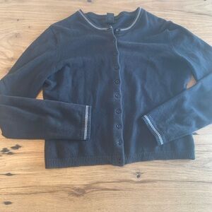 Frenchi Button Down Long‎ Sleeve Cardigan Sweater Black Tan Women’s XL Preloved